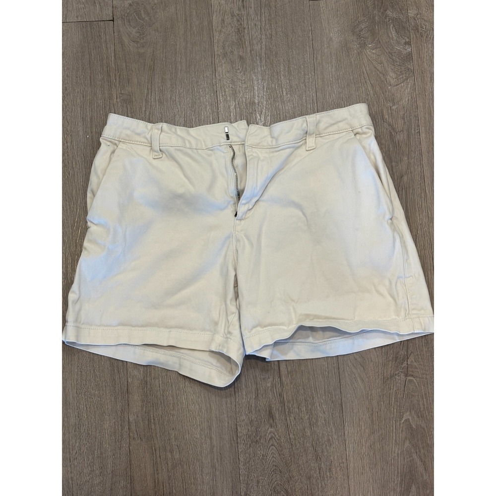Banana Republic Chino Shorts Womens 10 Beige Logo High Rise Casual Everyday Wear